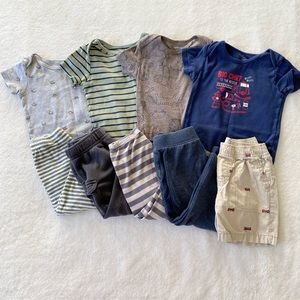 Toddler Boy Bundle Lot of 9 Onesies and Bottoms Size 24 Months